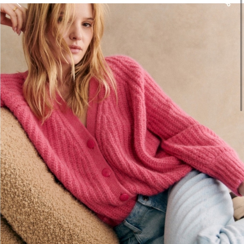 Sezane Basile Pop Pink Cardigan